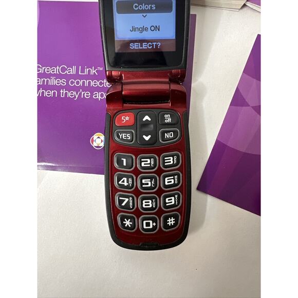 Samsung Jitterbug Greatcall-SCH-R220 RED Cell Flip Phone Included Manuel & Cords - Picture 4 of 11